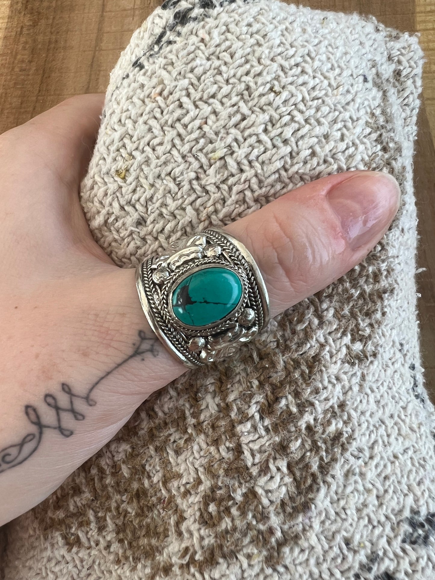 Ring Turquoise Large - Zilver