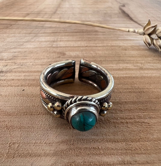 Ring Turquoise Small - Zilver / Koper