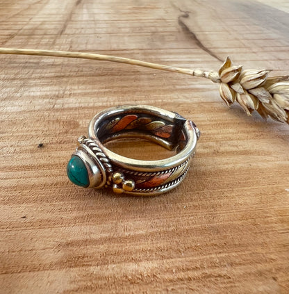 Ring Turquoise Small - Zilver / Koper