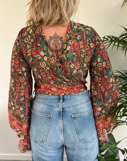 Wrap top Paisley Rood / Groen