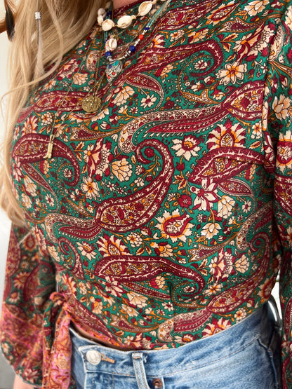 Wrap top Paisley Rood / Groen