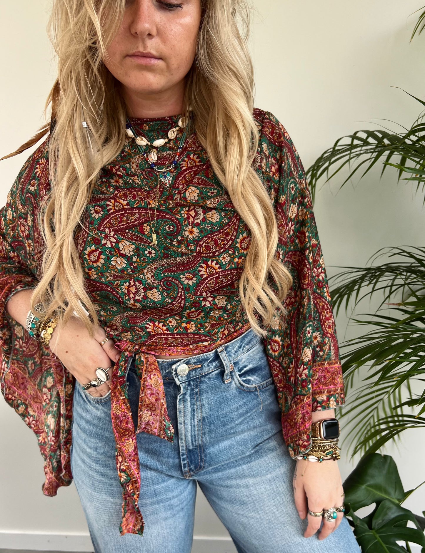 Wrap top Paisley Rood / Groen