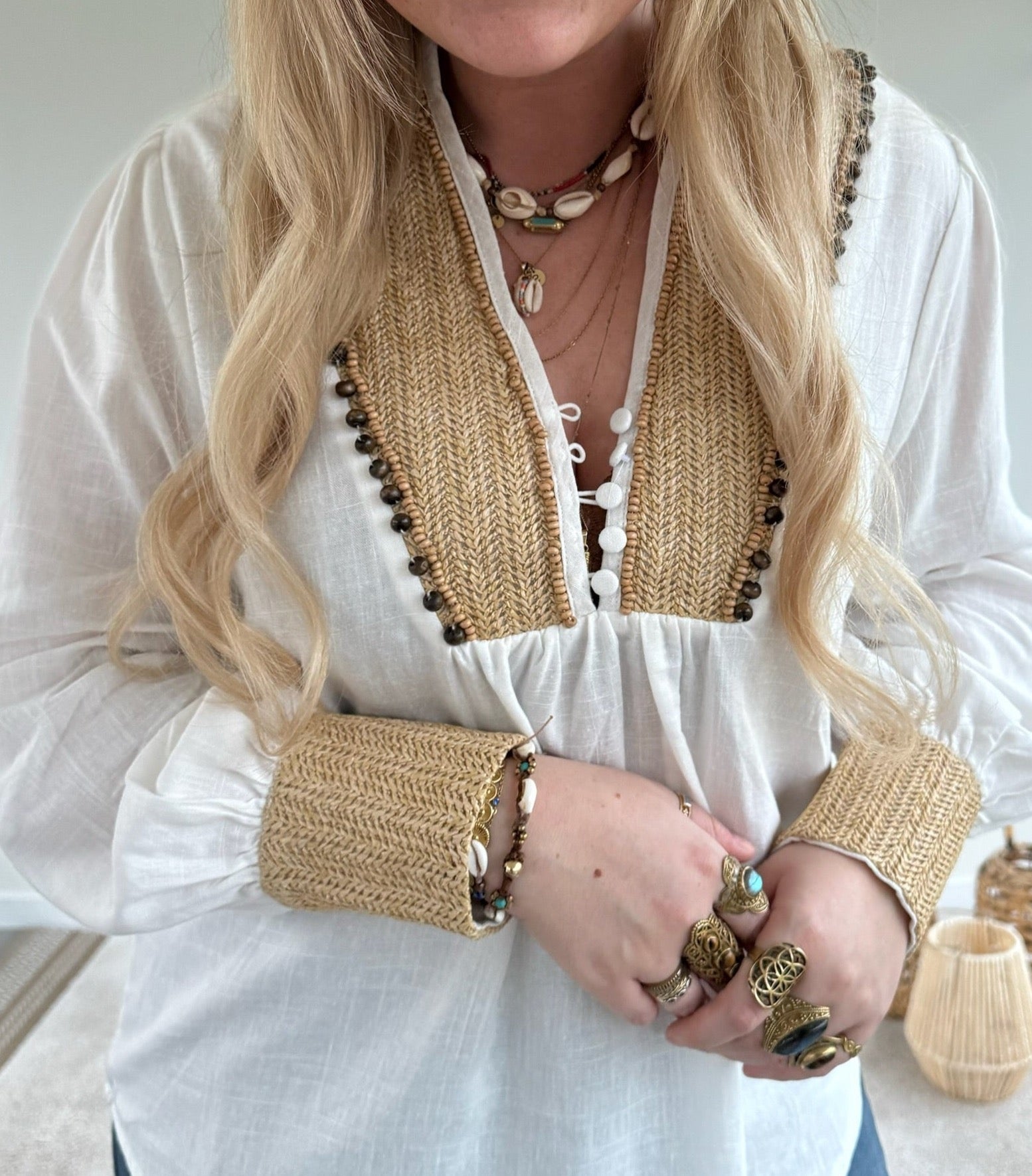 Blouse Raffia - Wit - Corazón Boutique