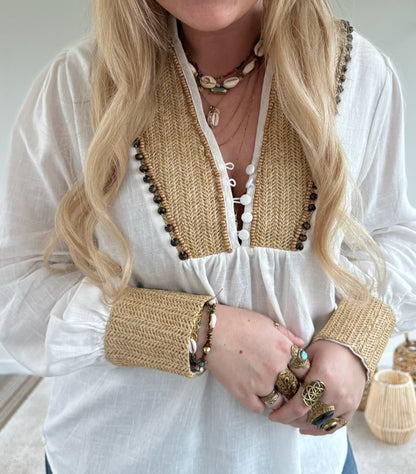Blouse Raffia - Wit - Corazón Boutique