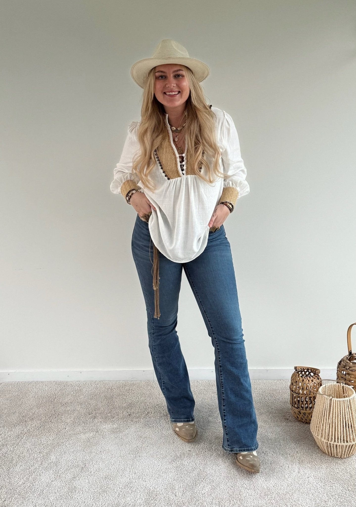 Blouse Raffia - Wit - Corazón Boutique