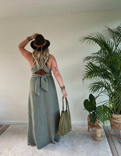 Maxi jurk Eón - Khaki - Corazón Boutique