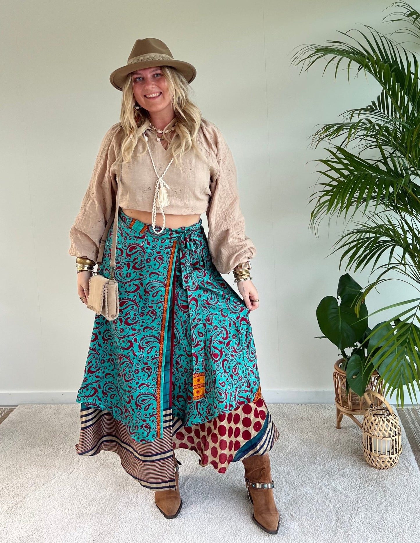 Maxi wrap skirt Oriental - Blauw - Corazón Boutique
