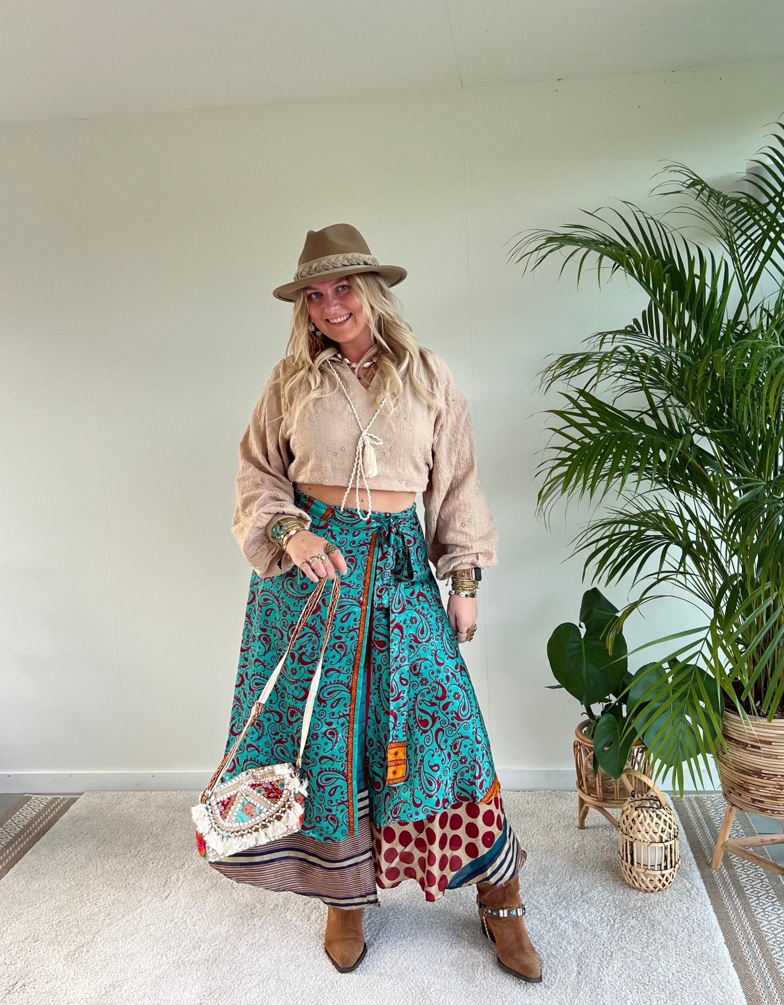 Maxi wrap skirt Oriental - Blauw - Corazón Boutique