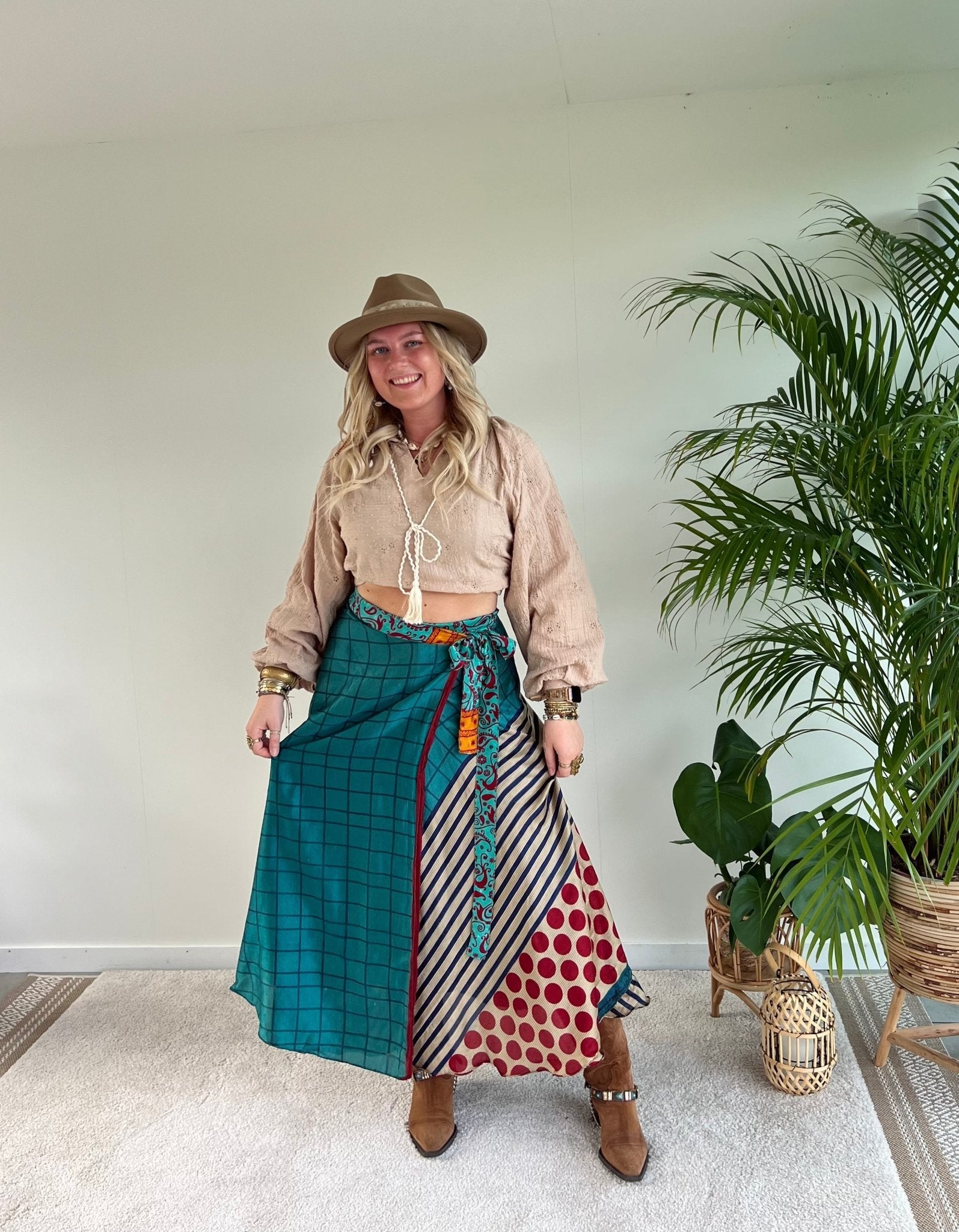 Maxi wrap skirt Oriental - Blauw - Corazón Boutique