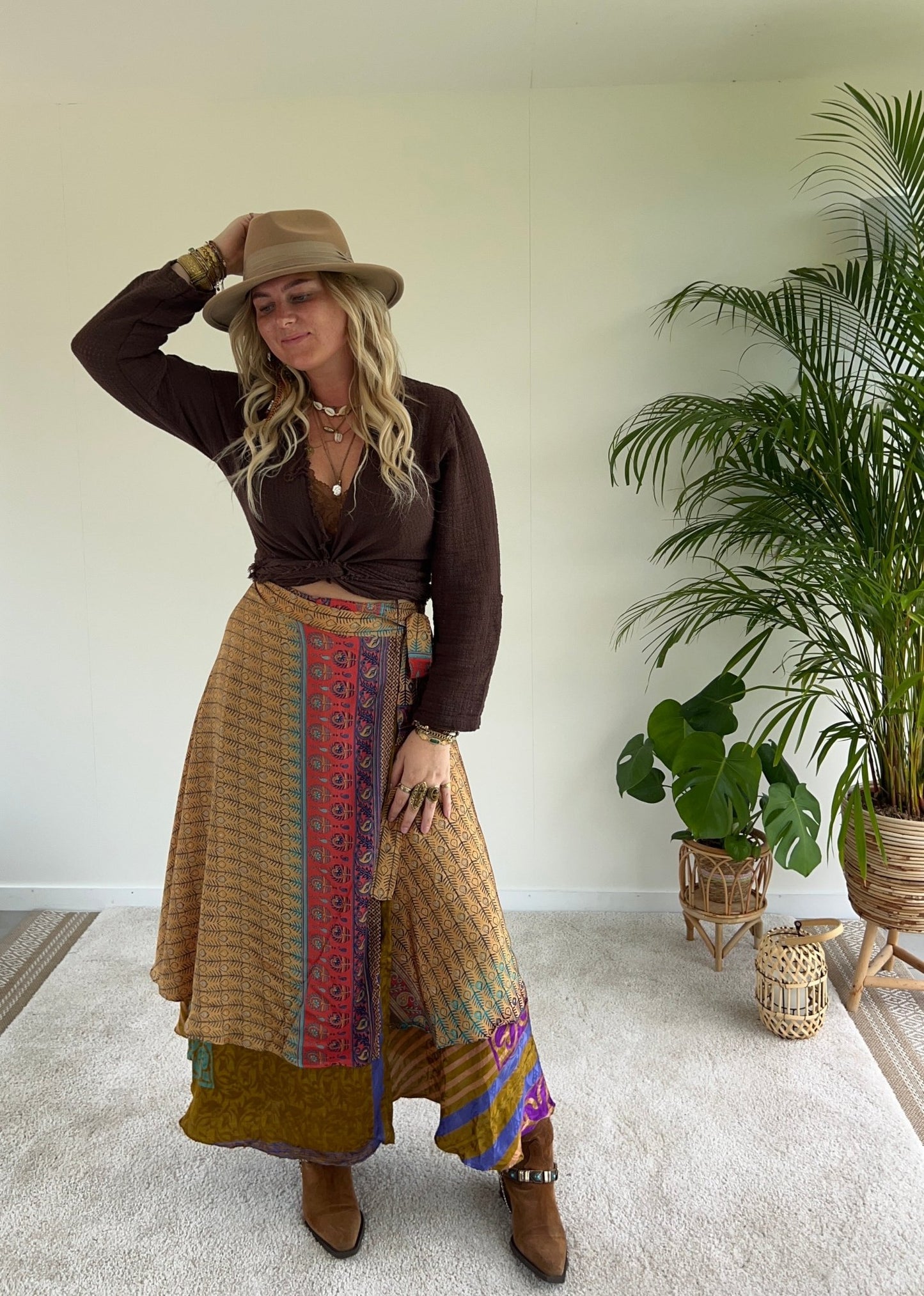 Maxi wrap skirt Oriental - Goud/turquoise - Corazón Boutique
