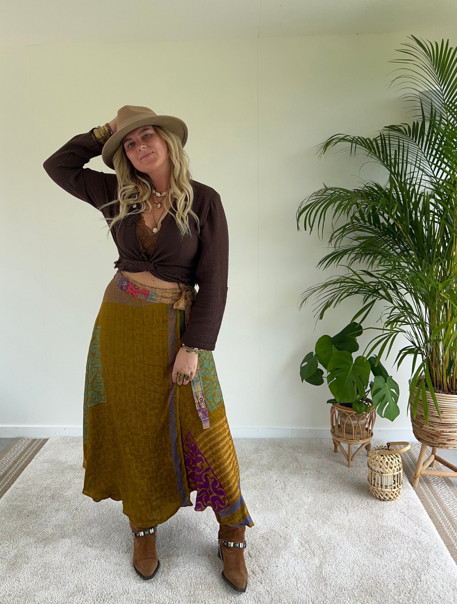 Maxi wrap skirt Oriental - Goud/turquoise - Corazón Boutique