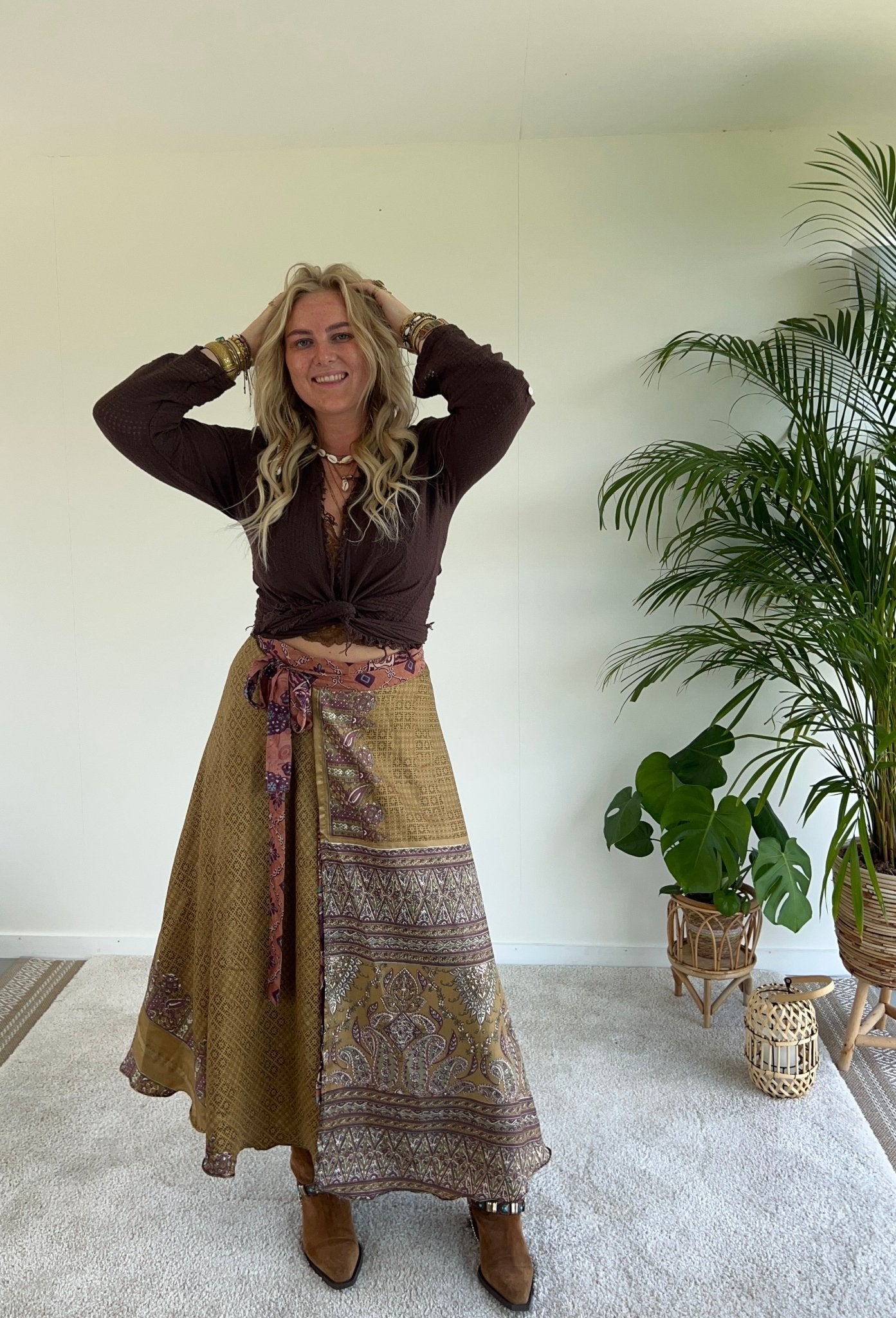 Wafel wrap top Gomera - Chocolade bruin - Corazón Boutique