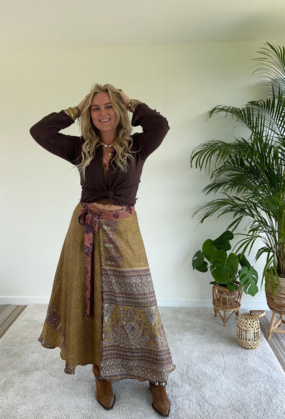 Wafel wrap top Gomera - Chocolade bruin - Corazón Boutique