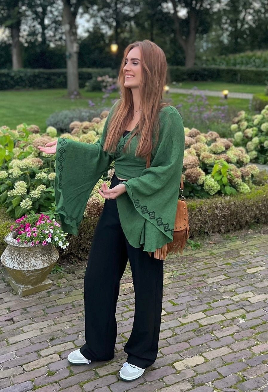 Wrap top Aztec - Midgroen - Corazón Boutique