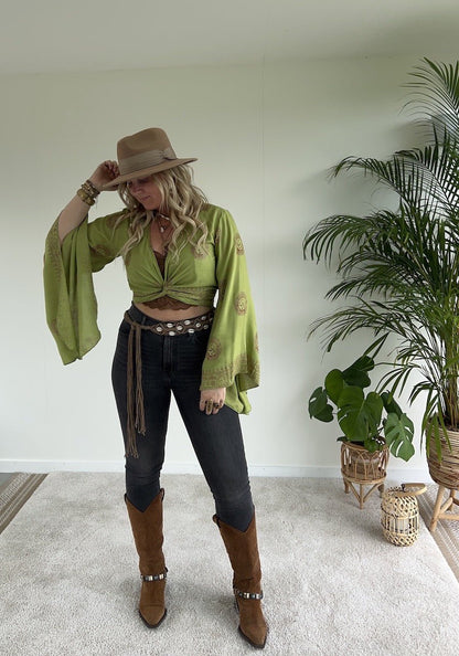 Wrap top Moana - Lime groen - Corazón Boutique