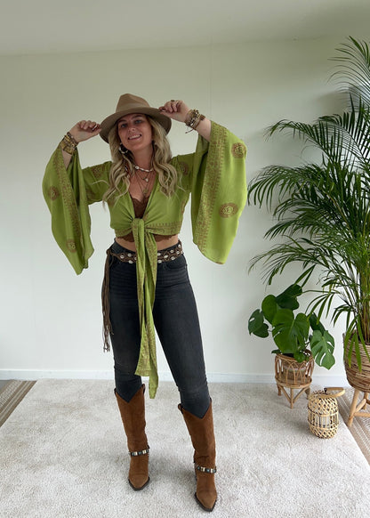 Wrap top Moana - Lime groen - Corazón Boutique