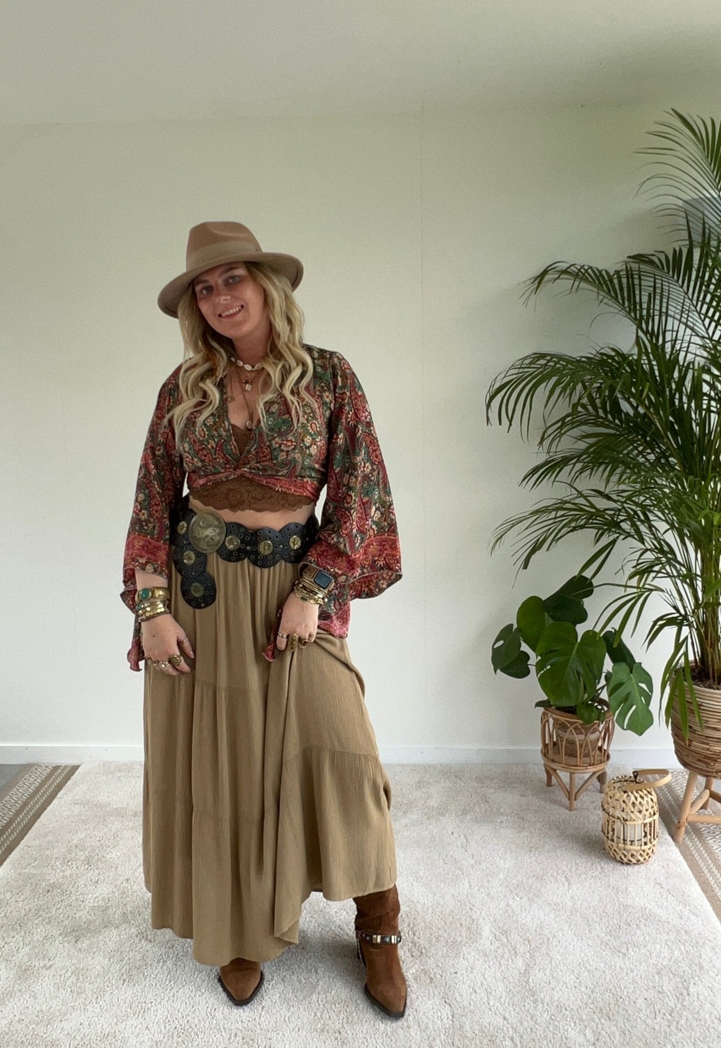 Wrap top Paisley - Turquoise/donkerrood - Corazón Boutique
